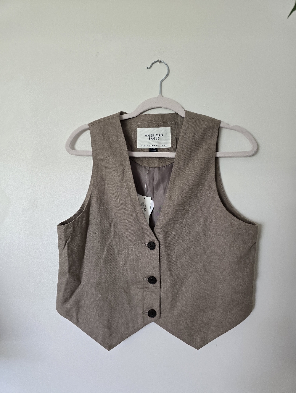 New American Eagle Linen Blend Tan Womens Vest Size M - Picture 6 of 9
